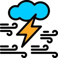 Cloud with thunderbolt Line Filled Icon vector