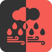 nube con gota de agua rojo inverso icono vector