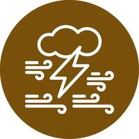 Cloud with thunderbolt Outline Circle Icon vector