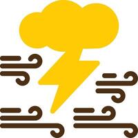 Cloud with thunderbolt Yellow Lieanr Circle Icon vector