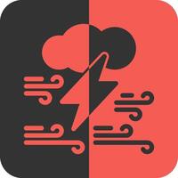 Cloud with thunderbolt Red Inverse Icon vector