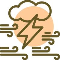 Cloud with thunderbolt Linear Circle Icon vector