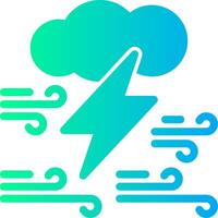 Cloud with thunderbolt Solid Multi Gradient Icon vector