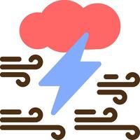 Cloud with thunderbolt Color Filled Icon vector