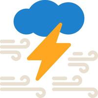 nube con rayo plano icono vector