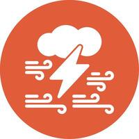 Cloud with thunderbolt Glyph Circle Icon vector