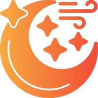 Moon with stars Solid Multi Gradient Icon vector