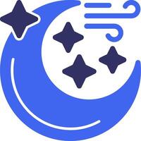 Luna con estrellas sólido dos color icono vector