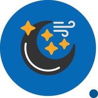 Luna con estrellas plano sombra icono vector