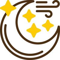 Moon with stars Yellow Lieanr Circle Icon vector