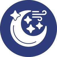 Moon with stars Glyph Circle Icon vector