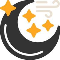 Luna con estrellas plano icono vector