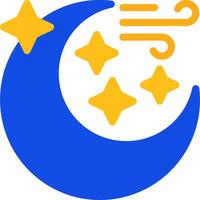 Luna con estrellas plano dos color icono vector