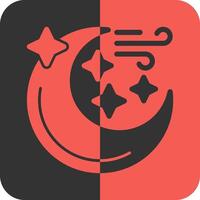 Moon with stars Red Inverse Icon vector