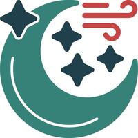 Moon with stars Glyph Two Color Icon vector