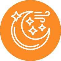 Moon with stars Outline Circle Icon vector