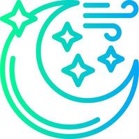 Moon with stars Linear Gradient Icon vector