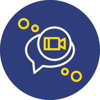 Video chat Dual Line Circle Icon vector