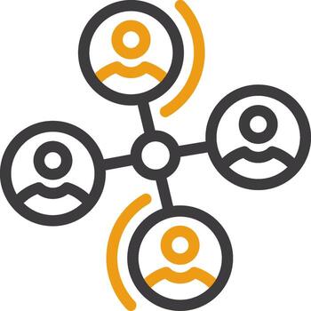 icono de línea de red de dos colores vector