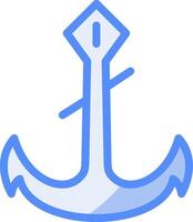 Anchor Line Filled Blue Icon vector