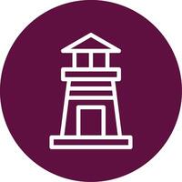 Lighthouse Outline Circle Icon vector