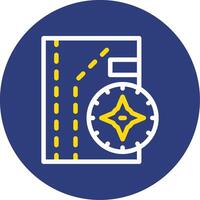 Nautical chart Dual Line Circle Icon vector