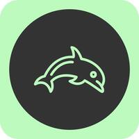 Dolphin Linear Round Icon vector