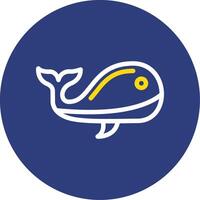 Whale Dual Line Circle Icon vector