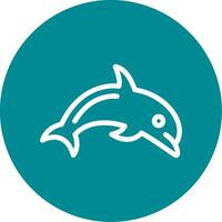 Dolphin Outline Circle Icon vector