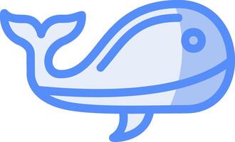 ballena línea lleno azul icono vector