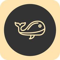 Whale Linear Round Icon vector
