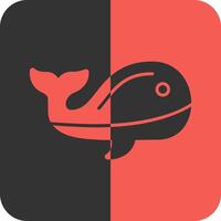 ballena rojo inverso icono vector