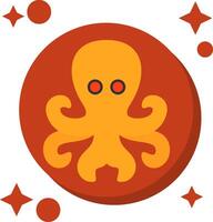 pulpo cola color icono vector