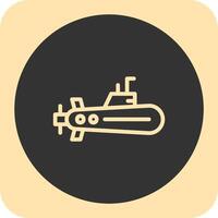 submarino lineal redondo icono vector