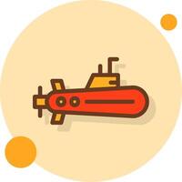 submarino lleno sombra circulo icono vector