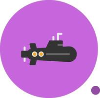 Submarine Flat Shadow Icon vector