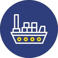 Cargo ship Dual Line Circle Icon vector