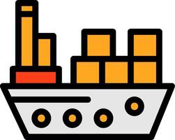Container ship Line Filled Icon vector