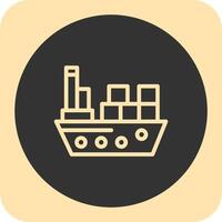 Container ship Linear Round Icon vector