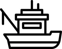 icono de línea de barco de pesca vector