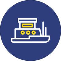 Tugboat Dual Line Circle Icon vector