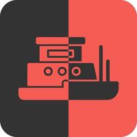 Tugboat Red Inverse Icon vector