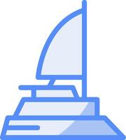 Catamaran Line Filled Blue Icon vector