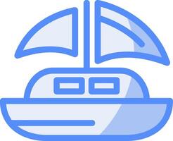 Dinghy Line Filled Blue Icon vector