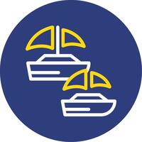 Sailing race Dual Line Circle Icon vector