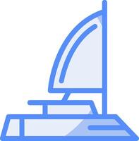 regata línea lleno azul icono vector