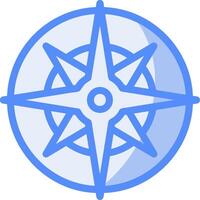 Nautical compass Line Filled Blue Icon vector