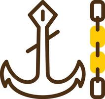 Anchor chain Yellow Lieanr Circle Icon vector