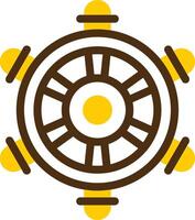 Nautical steering wheel Yellow Lieanr Circle Icon vector