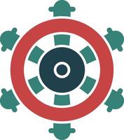 Nautical steering wheel Glyph Two Color Icon vector